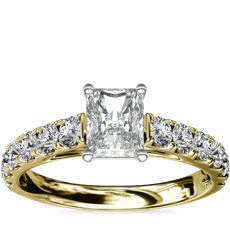18K 黄金 Riviera 大教堂密钉钻石订婚戒指（1/2 克拉总重量）